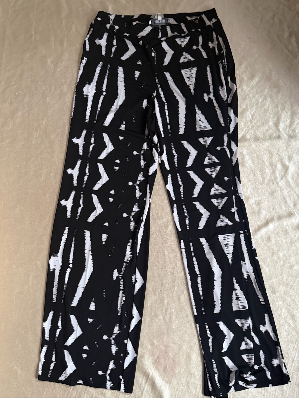 Jones Studio Wide Leg Pants Geometric Abstract Print Black White size small